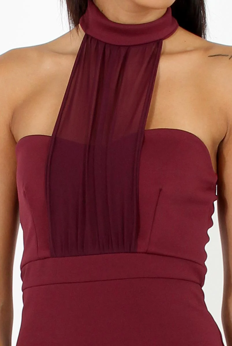 Aubergine Choker Bandeau Mesh Dress - Alva - Image 4