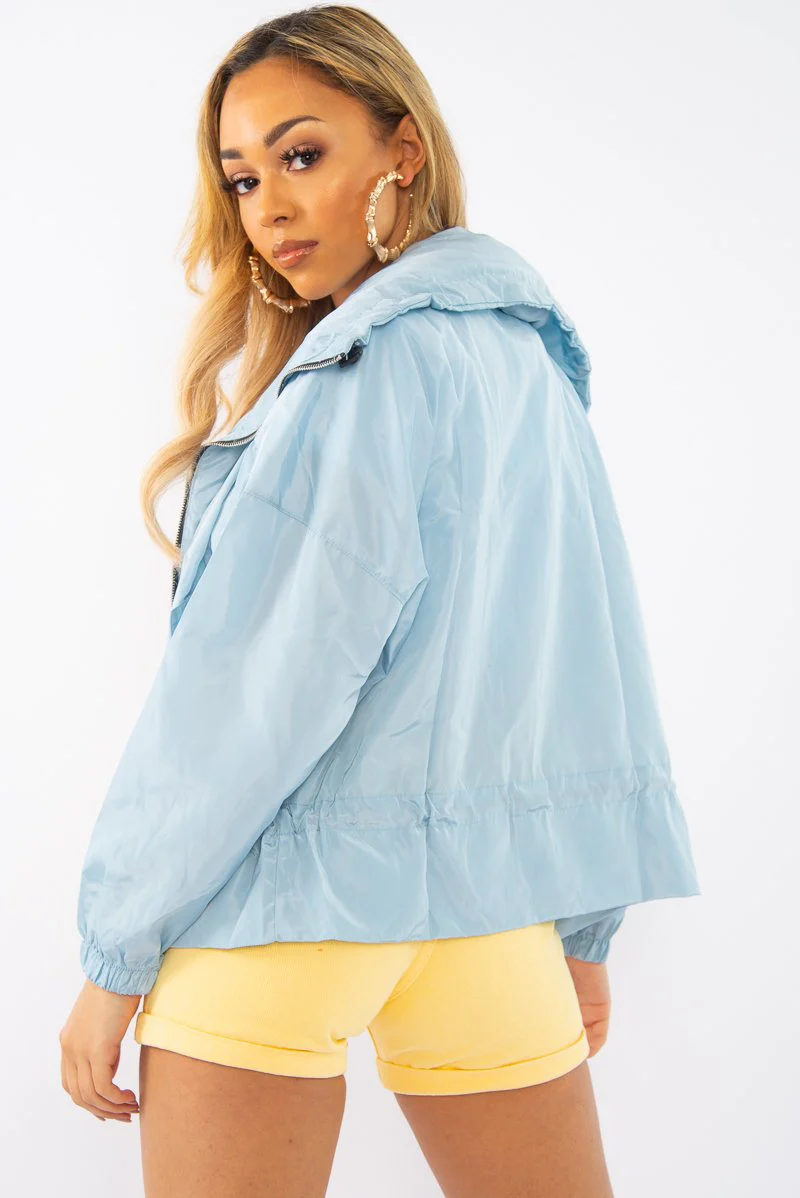 Baby Blue Zip Front Rain Jacket - Idalie - Image 4