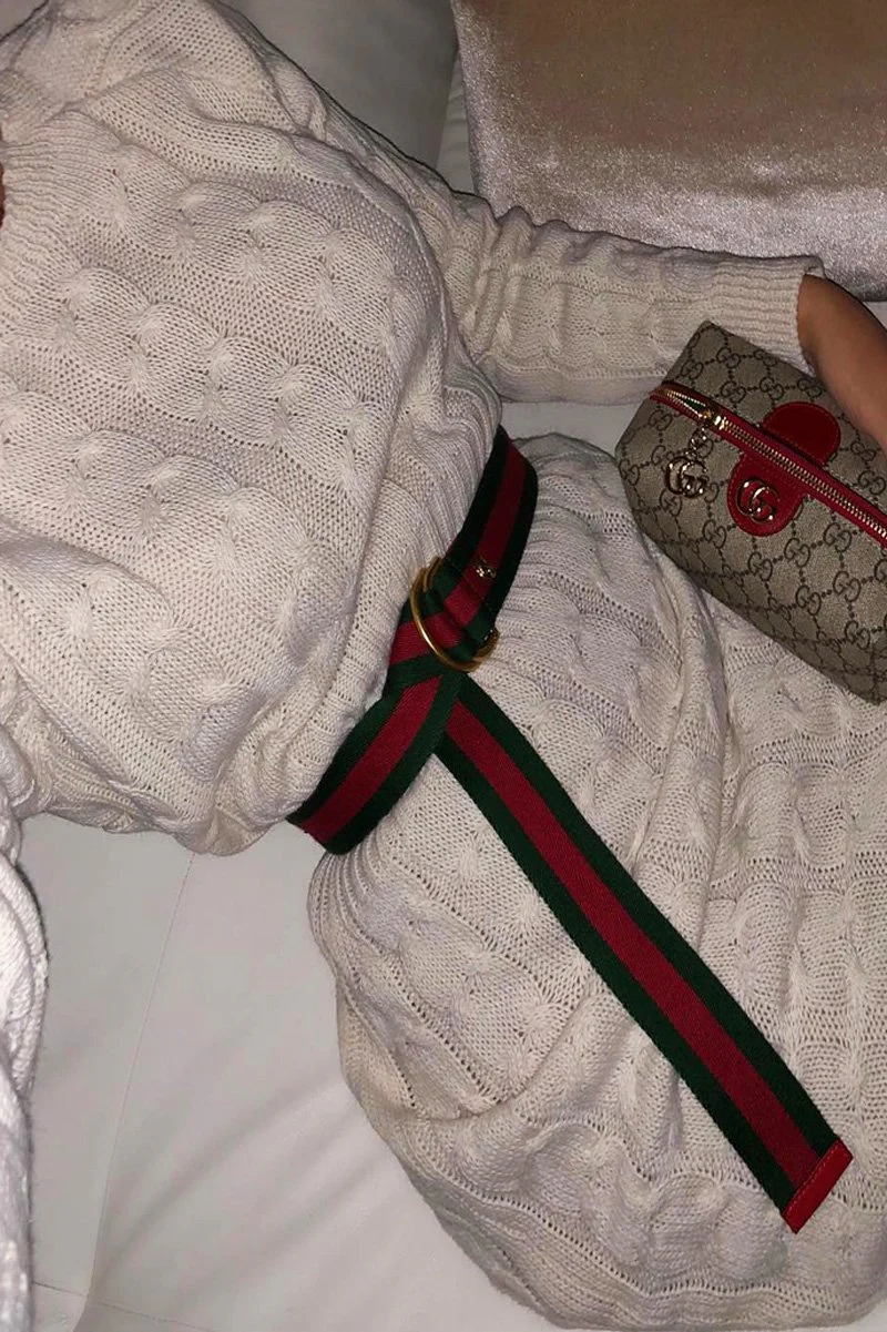 Beige Cable Knit Jumper Midi Dress - Jaylie - Image 11