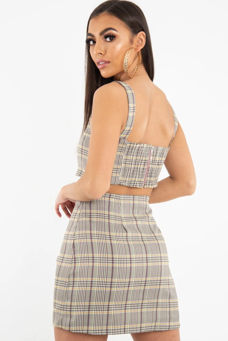 Beige Checked Crop Top - Bianka - Image 3