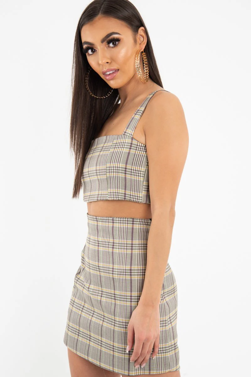 Beige Checked Crop Top - Bianka - Image 4