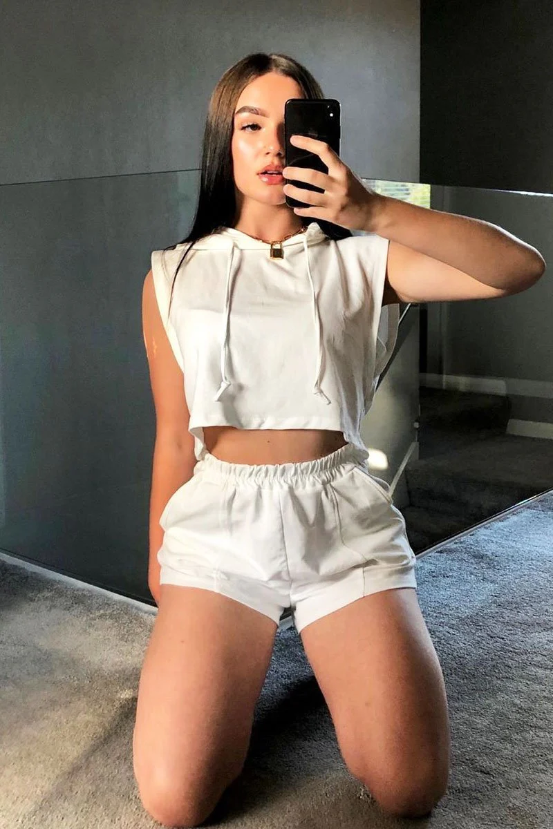 Beige Hooded Top and Shorts Loungewear Co-ord - Hannie - Image 7