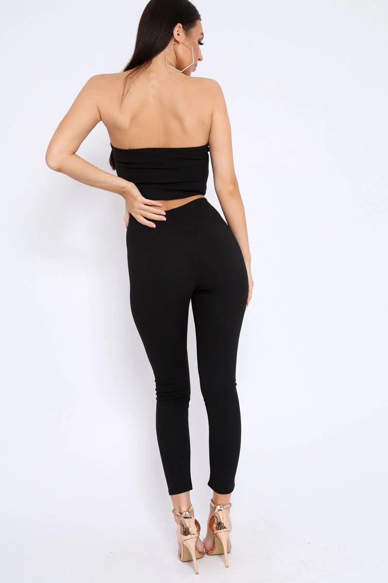Black Bandeau Top And Leggings Co-Ord - Kristina - Image 4