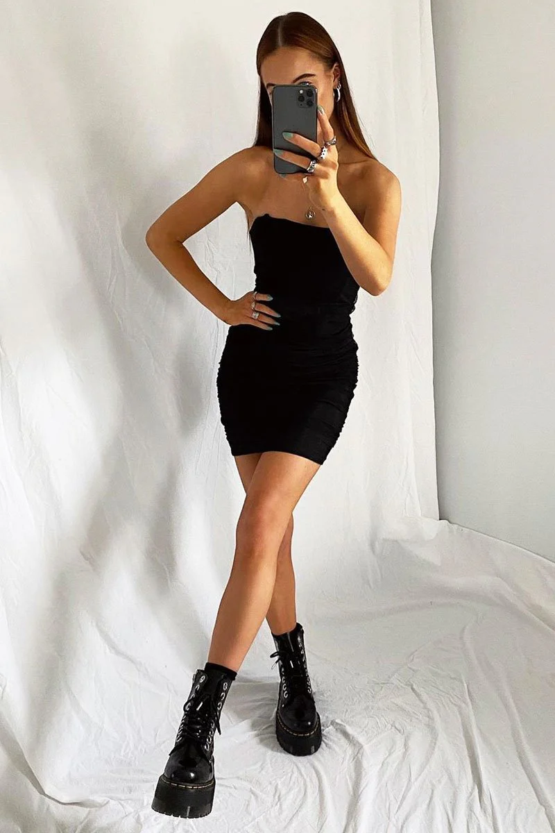 Black Corset Mesh Overlay Mini Dress - Nakai - Image 6