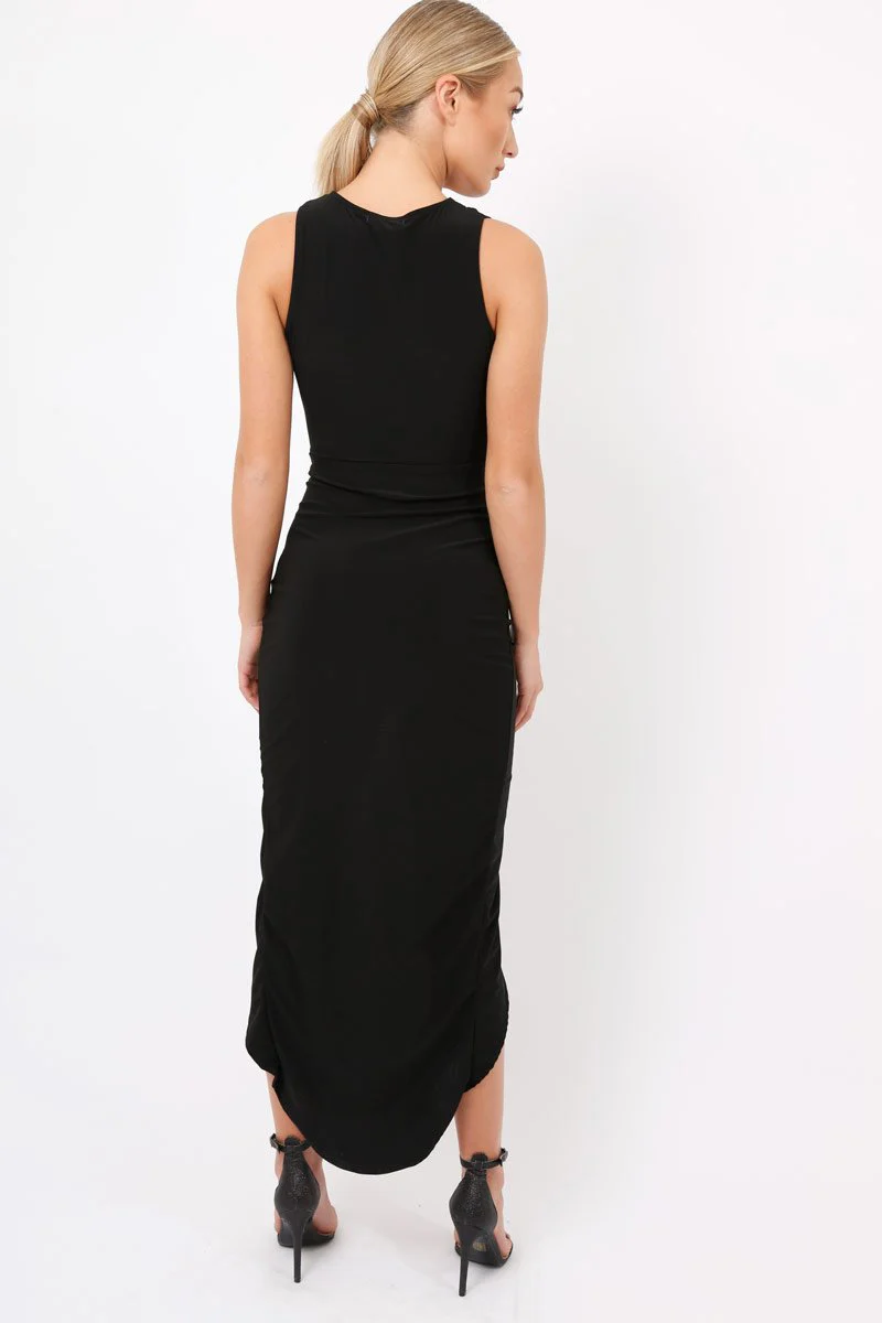 Black Corset Slit Maxi Dress - Alexus - Image 4