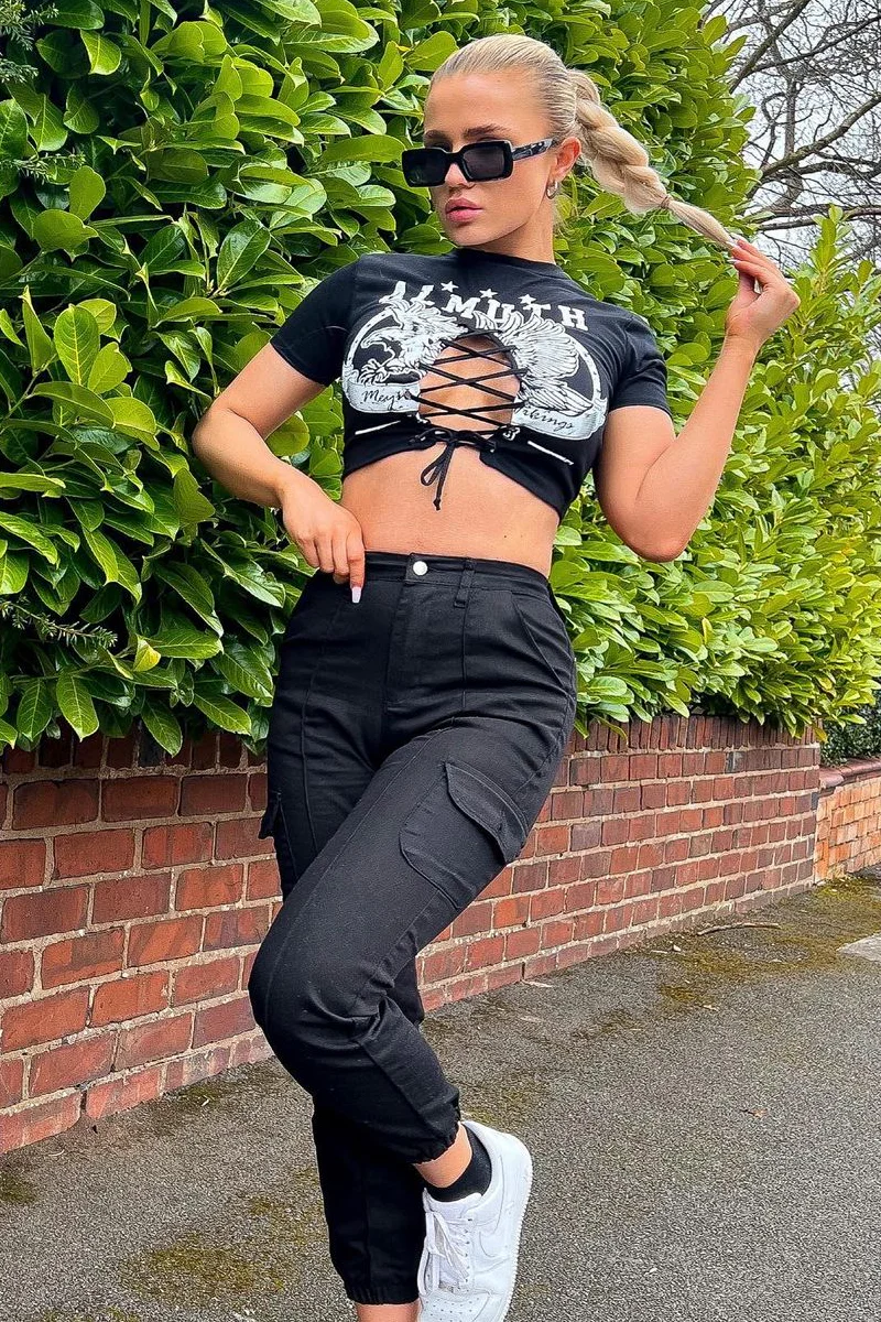 Black Cuffed Cargo Trousers - Genesis - Image 10