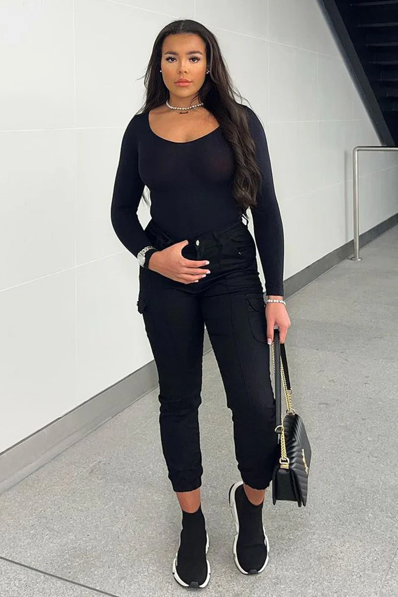 Black Cuffed Cargo Trousers - Genesis - Image 15