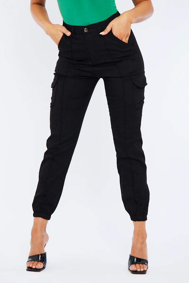Black Cuffed Cargo Trousers - Genesis - Image 7