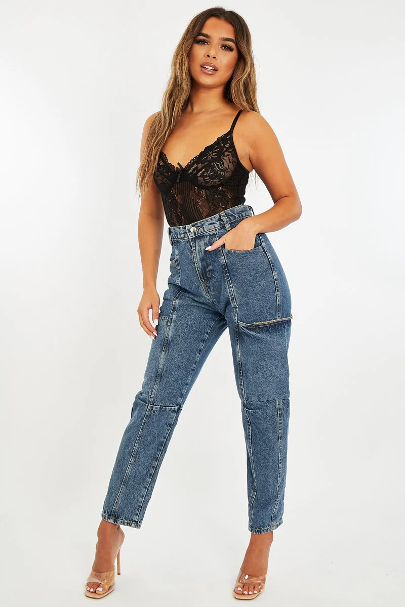 Black Lace Corset Cup Bodysuit - Layne - Image 3