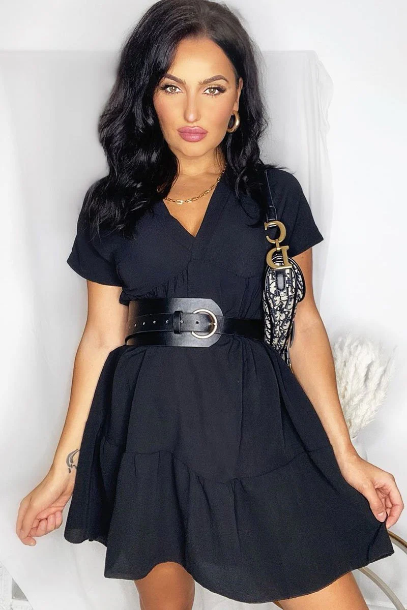 Black Plunge Smock Dress - Cambriella - Image 6