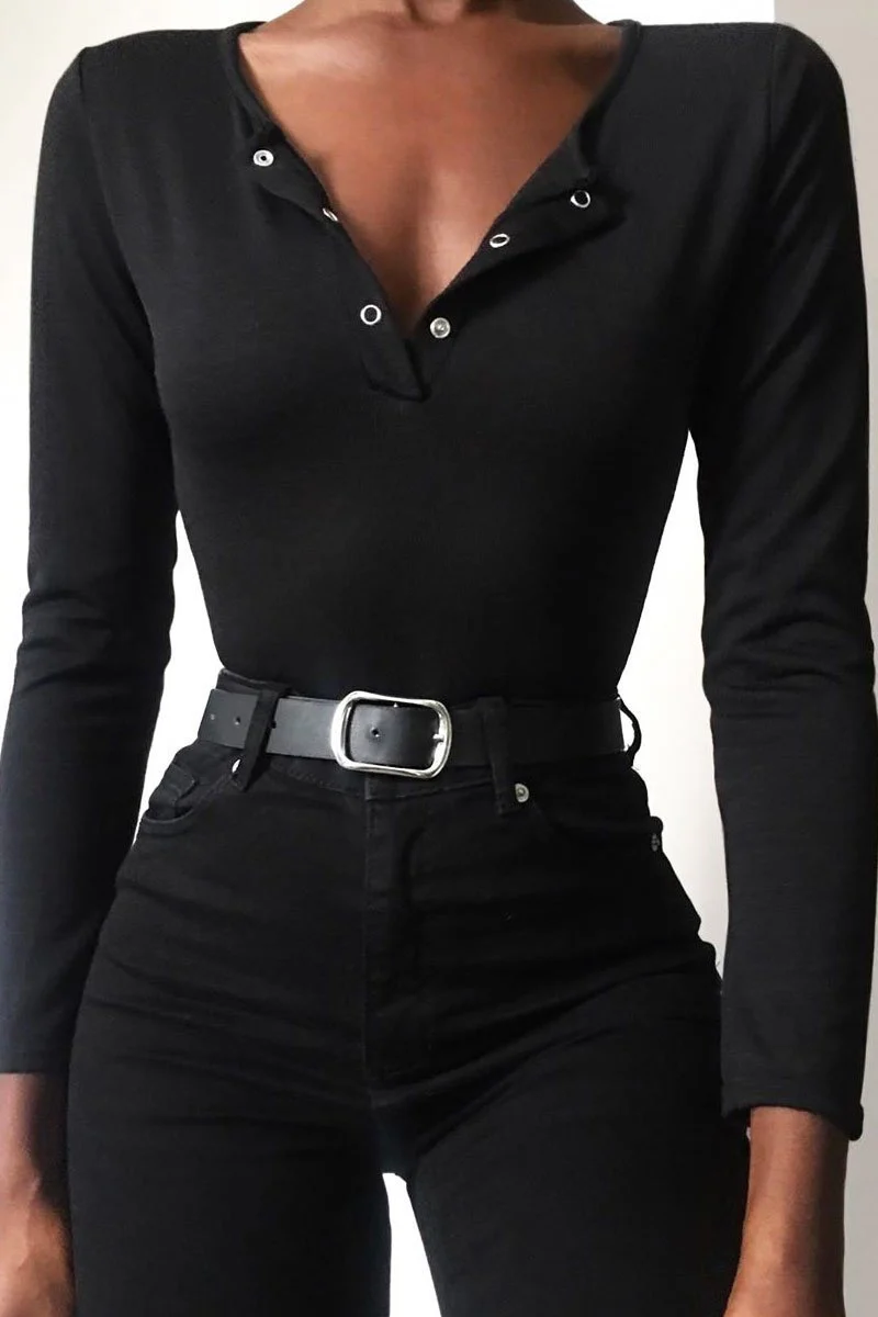 Black Popper Front Bodysuit - Kymia - Image 6