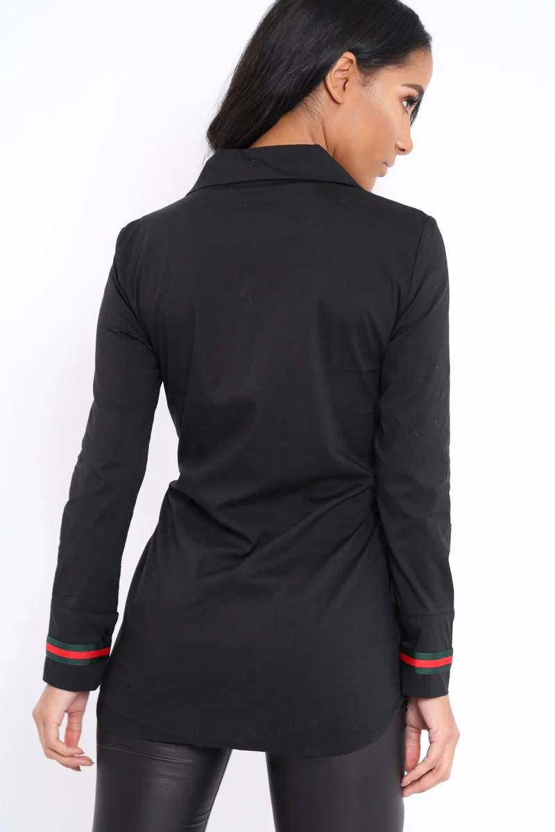 Black Stripe Shirt Dress - Idella - Image 4