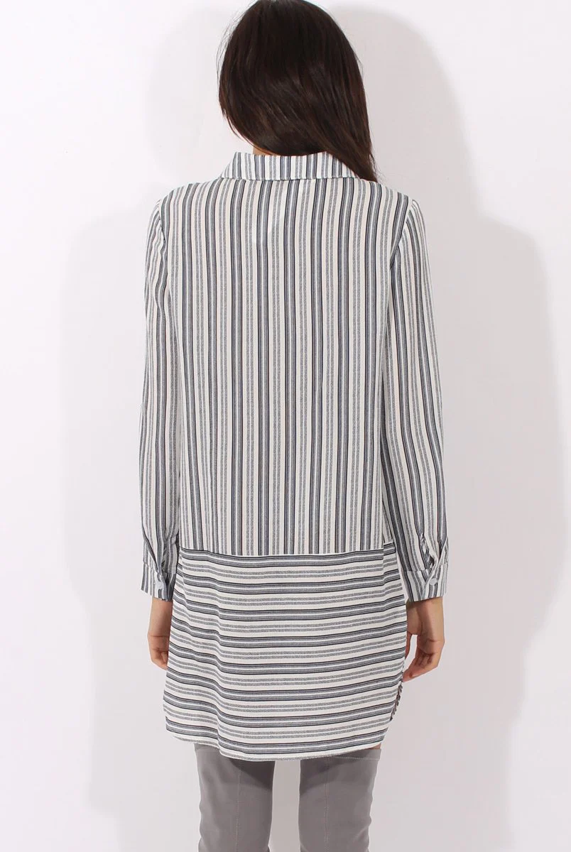 Blue & White Stripe Shirt Dress - Lavern - Image 3