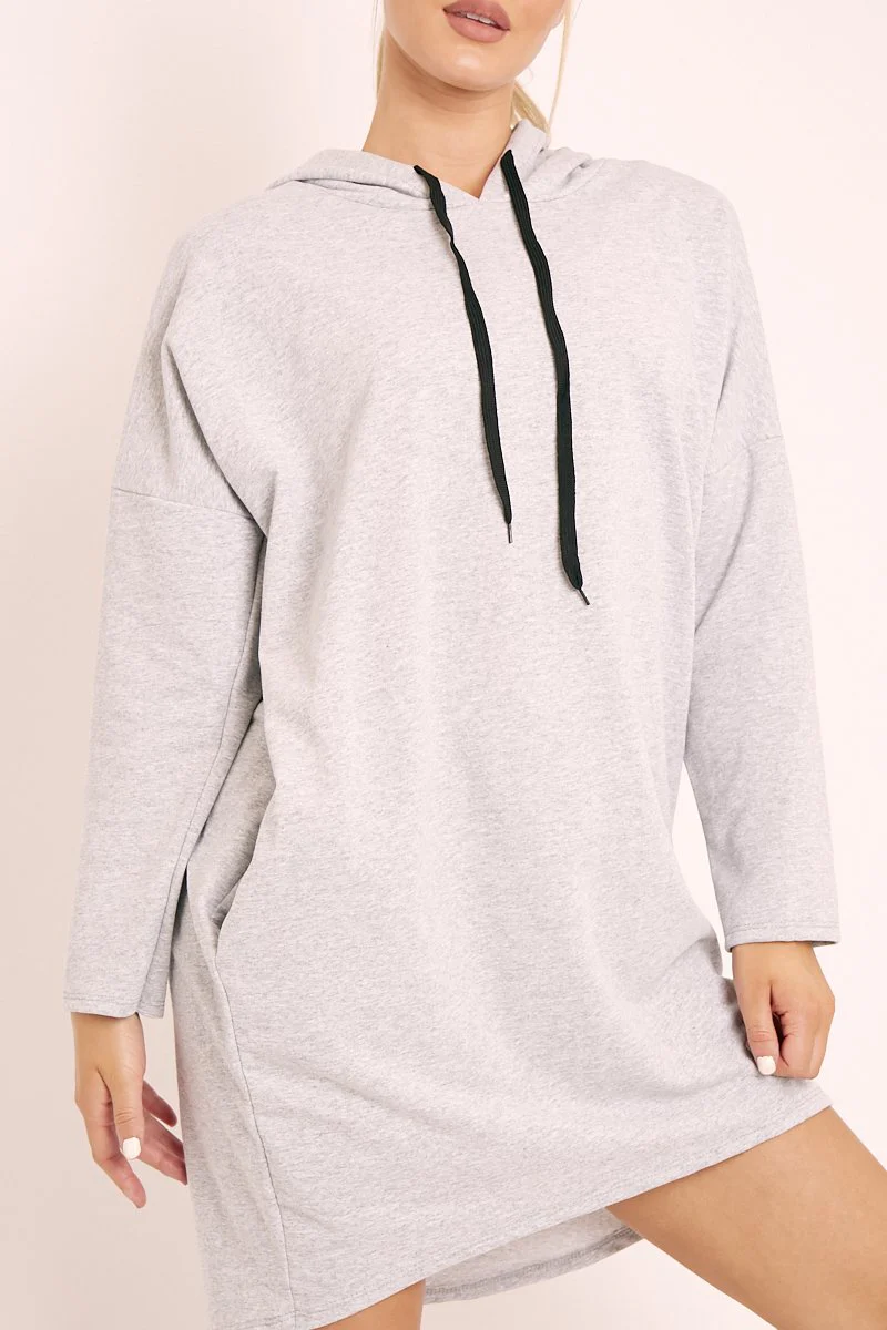Grey Oversized Hoodie Jumper Dress - Mariah - Image 3