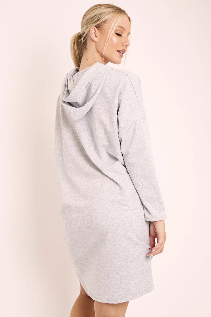 Grey Oversized Hoodie Jumper Dress - Mariah - Image 4