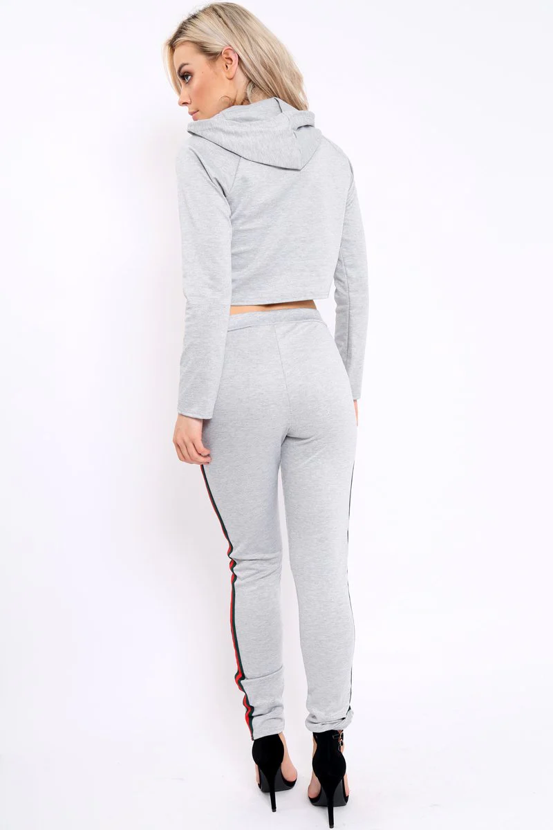 Grey Tracksuit with Khaki and Red Side Stripe - Beatrix - Image 5