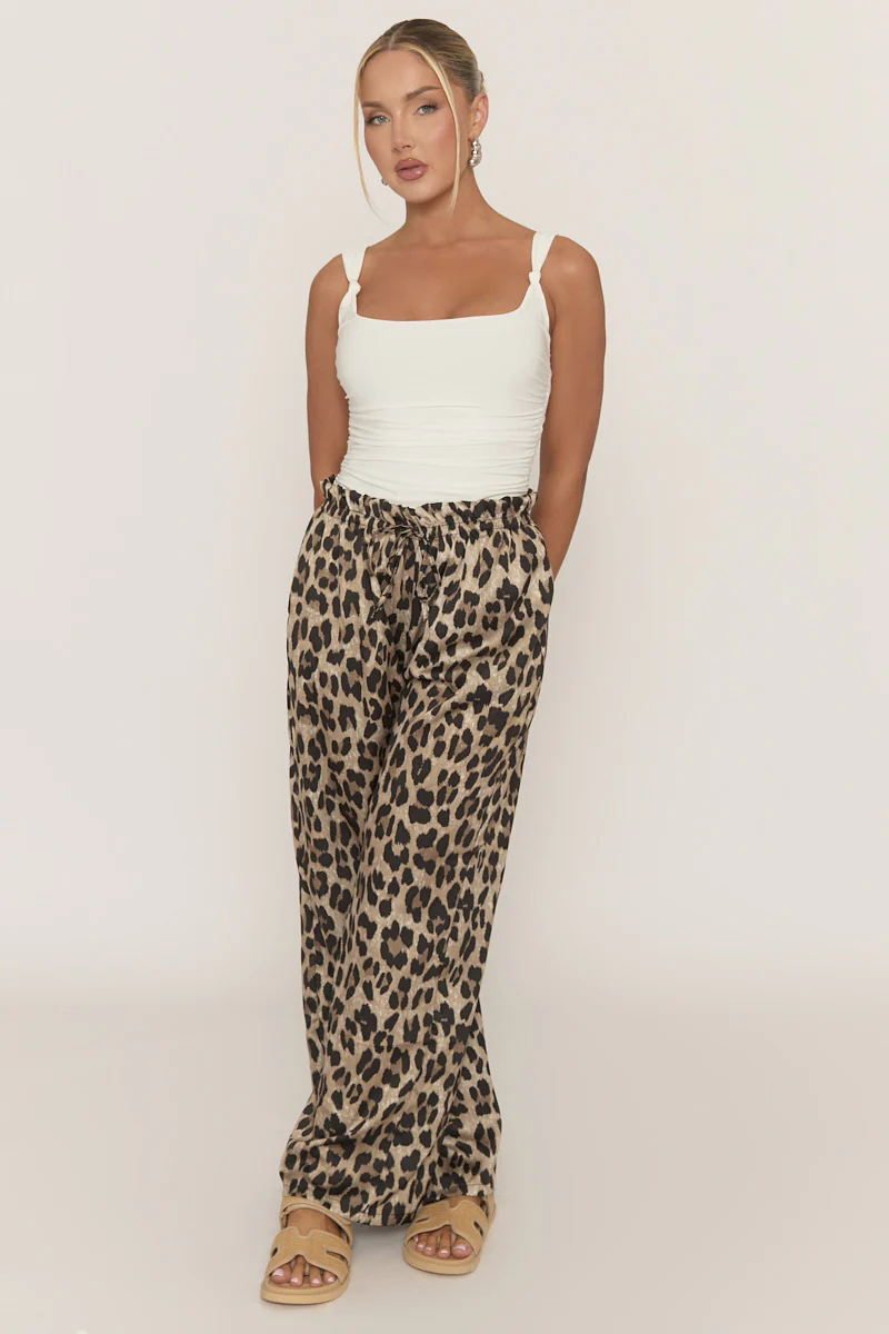 Leopard Print Wide Leg Trousers - Hannah - Image 5