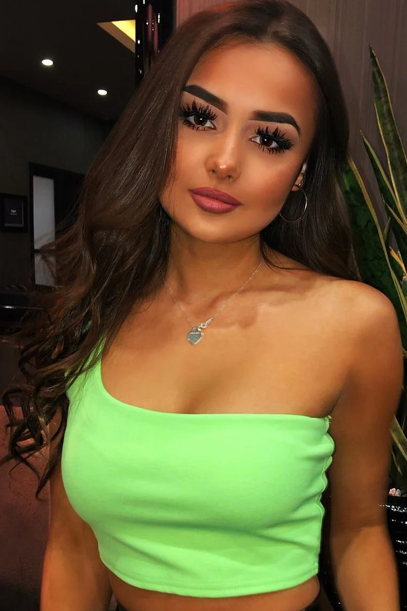 Neon Green One Shouldered Crop Top - Kamri - Image 8