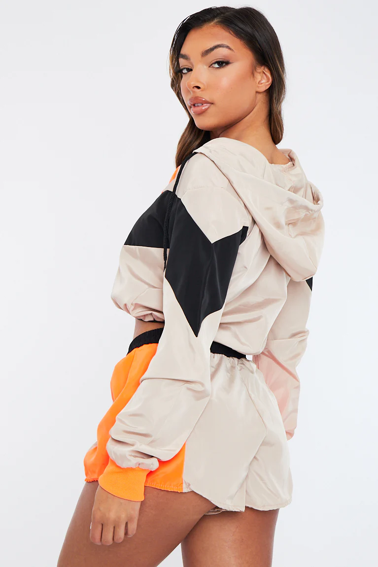 Stone Orange Shell Hooded Jacket & Shorts - Jettie - Image 3