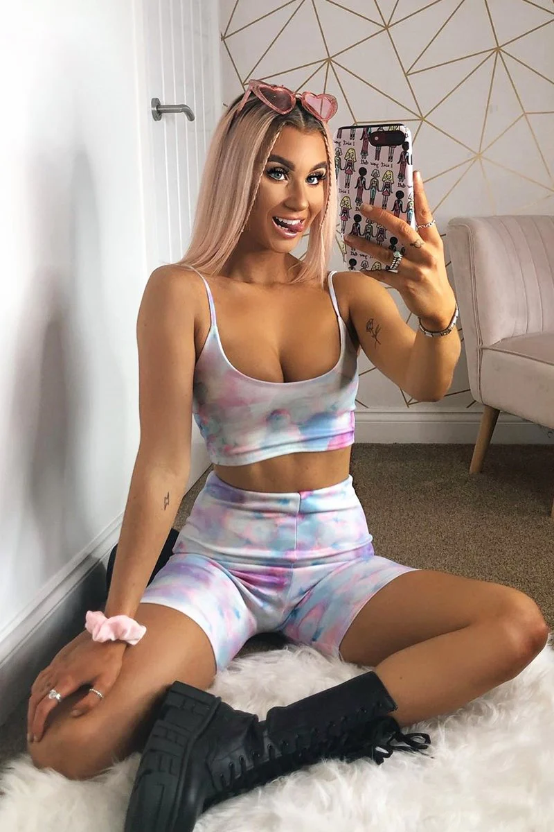 Pastel Tie Dye Ombre Crop Top Cycling Shorts Co-ord - Gillie - Image 8