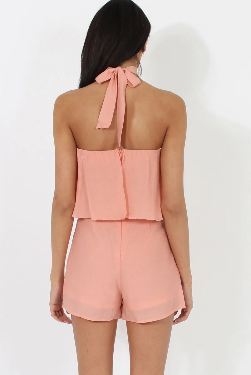 Pink Bandeau Choker Playsuit - Ellen - Image 5