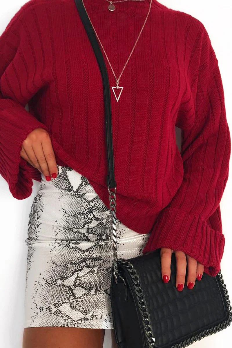 Red Knit High Neck Jumper - Jaelynn - Image 6