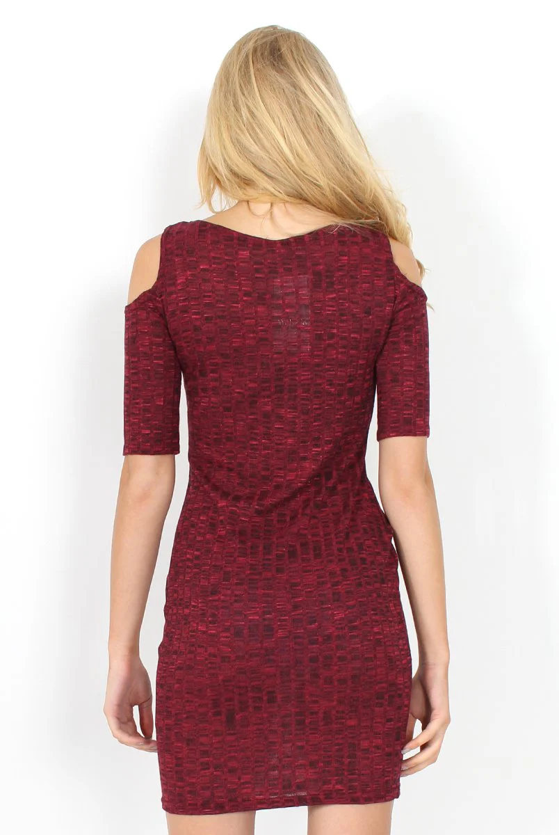 Suzie Wine Tie Up Cut Out Shoulder Dress - Image 3